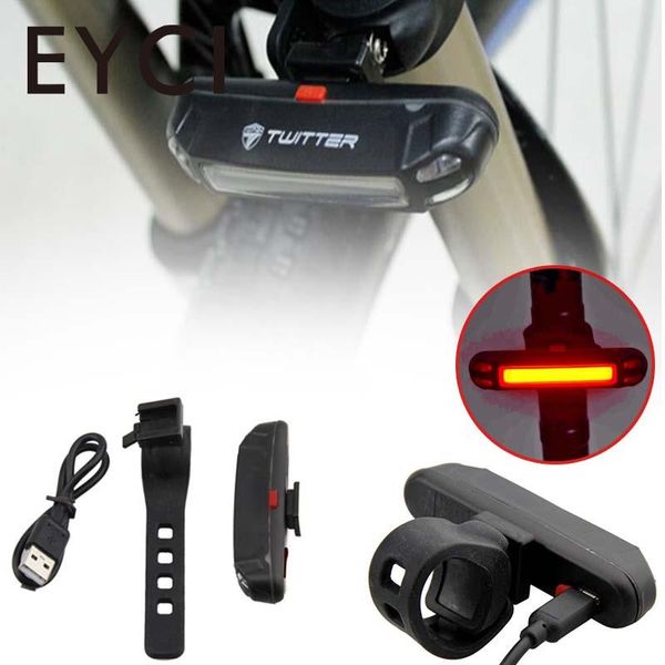 

bicycle led tw usb rechargeable headlight srear lamp 100lm safety warning