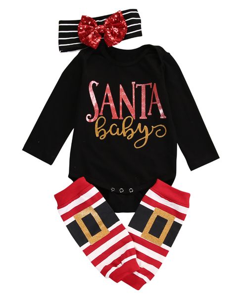 

christmas baby boys girls romper jumpsuit + pants clothes outfits 3 sets xmas baby rompers set newborn baby clothes 2016 new y18102907, White