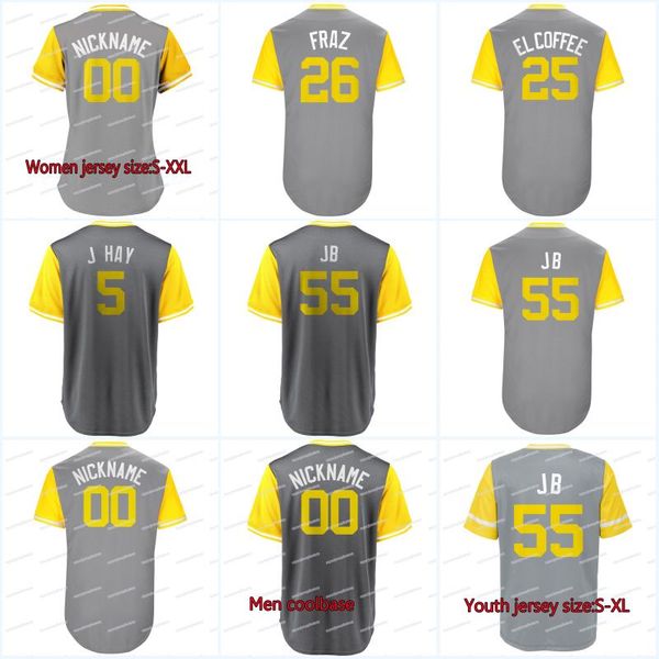 

2018 Players Weekend 26 Frazier "Fraz" 25 Polanco "El Coffee" 55 Bell "JB" 5 Harrison "J Hay" 24 ARCHER "FLACO FUERTE" Jerseys