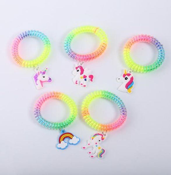 

new 20 pcs unicorn mix charms wristband pvc filled in color bracelet creative creative phone wristband gifts y-156, Golden;silver