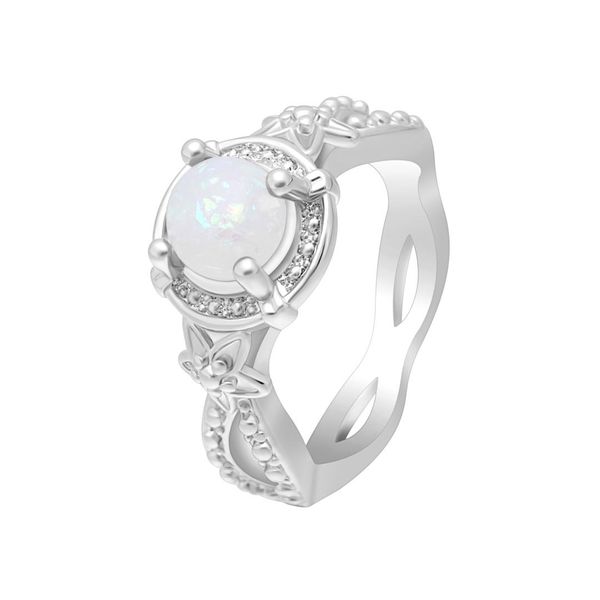 

hainon 2018 new fire opal finger rings for women elegant silver color filled rings fashion engagement, Golden;silver