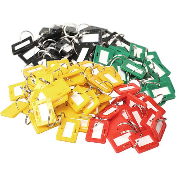 

plastic keychain luggage key tags 5 style id label name key tags split ring, Silver