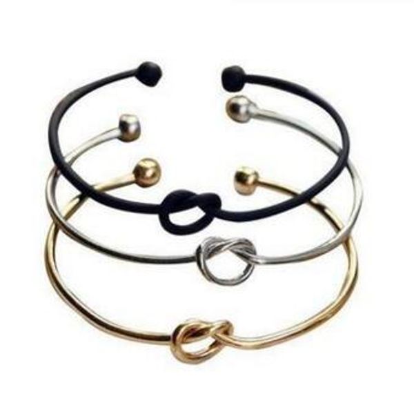 

europe and the united states jewelry simple wind bracelet personalized knot bangle bracelet tie bangle 3 colors gold silver black
