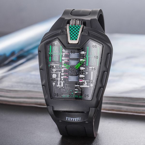 

black waterproof silicone strap shell) men's hollow-out head imitation watch ghost mechanical watches fashion quartz tucro, Slivery;brown