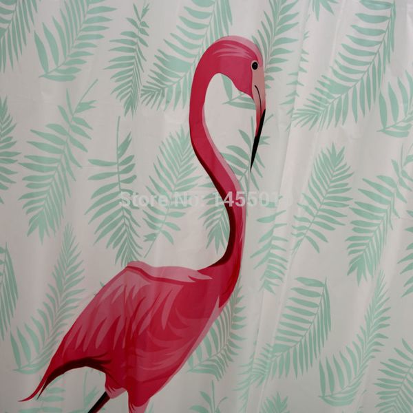 

экологию пластиковые красный flamingo зеленые листья водонепроницаемый занавес ливня морозные ванной занавески для душа 180x180cm 180x200cm