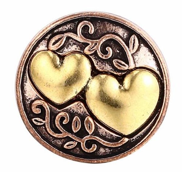 

30 шт./лот diy noosa золото горячие продажа модные 18 мм сердце оснастки кнопки ювелирные изделия имбирь защелками fit кнопка браслеты брасл, Bronze;silver