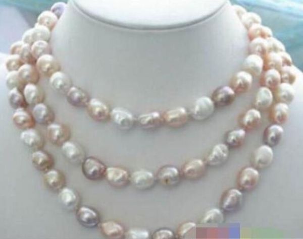 

new long 42 "8-9mm baroque multicolor freshwater pearl necklace, Silver