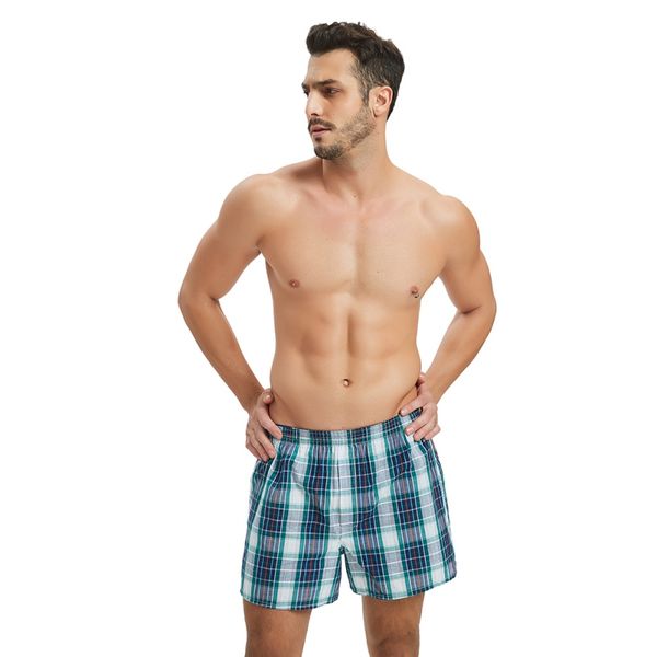 

mens underwear boxers shorts casual cotton sleep underpants quality plaid loose comfortable homewear striped breathable panties, Black;white