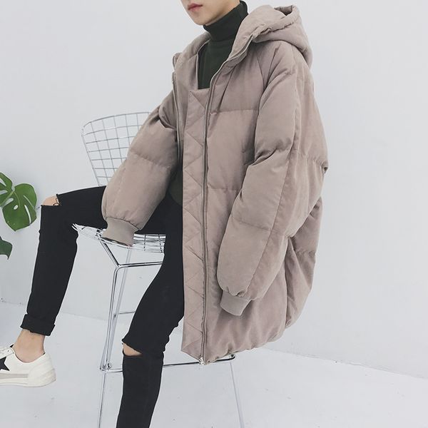 Style New Hat Loose Medium Long Warm Cotton Padded Thickened Youth Jacket Mens Winter Jackets and Coats