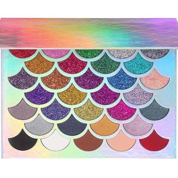 32 Farbe Die Meerjungfrau-Skala Glitter Lidschatten Makeup Lidschatten-Palette Wasserdicht aufhellende Makeup Lidschatten-Palette