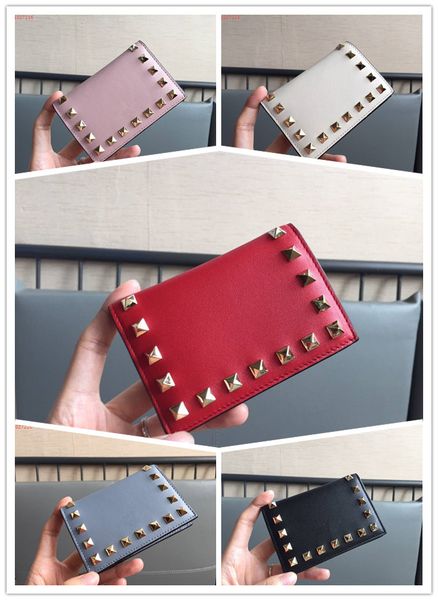 

Женщины роскошные небольшие кошельки шипованных заклепки портмоне ladys карманные
