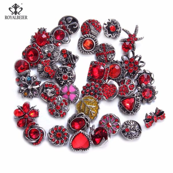 

royalbeier 12pcs/lot mixed colorful rhinestone metal charms 12mm snap button jewelry for diy snaps bracelet eearrings jewelry, Golden;silver