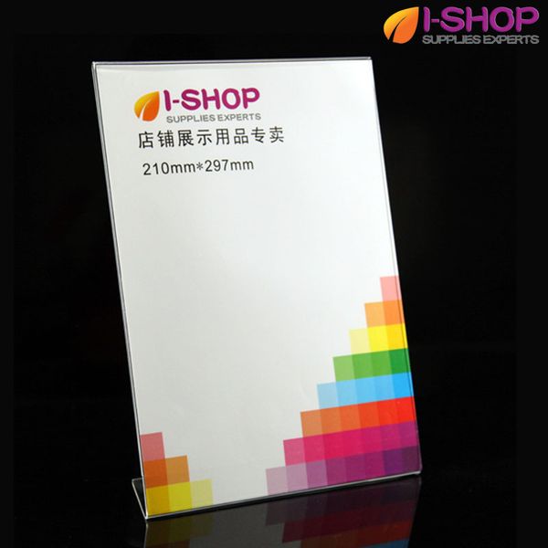 

a4 l shape slanted sign holder picture frame portrait counter display 210x297mm pl1-03