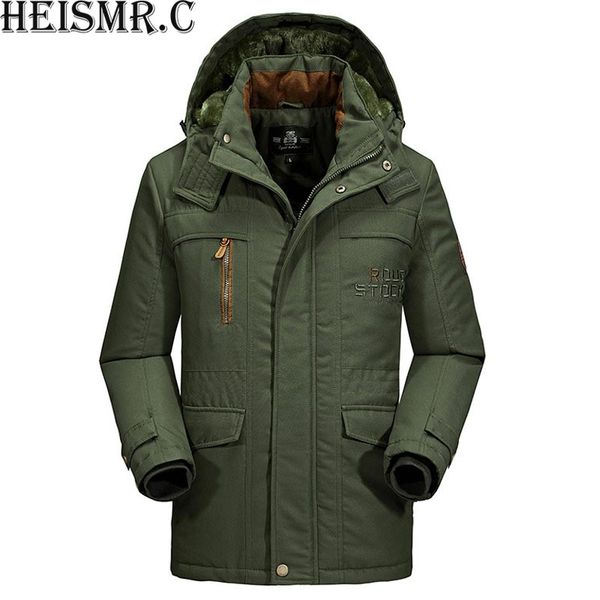 

2018 new men's winter jacket mens brand plus velvet thick hooded padded male casual warm fleece parkas cold winter outwear aw34, Black