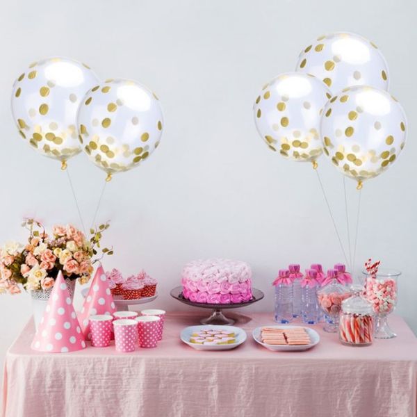 

12 inch transparent gold sequins paper balloon festival party paper balloon wedding room adornment balloon t4h0292