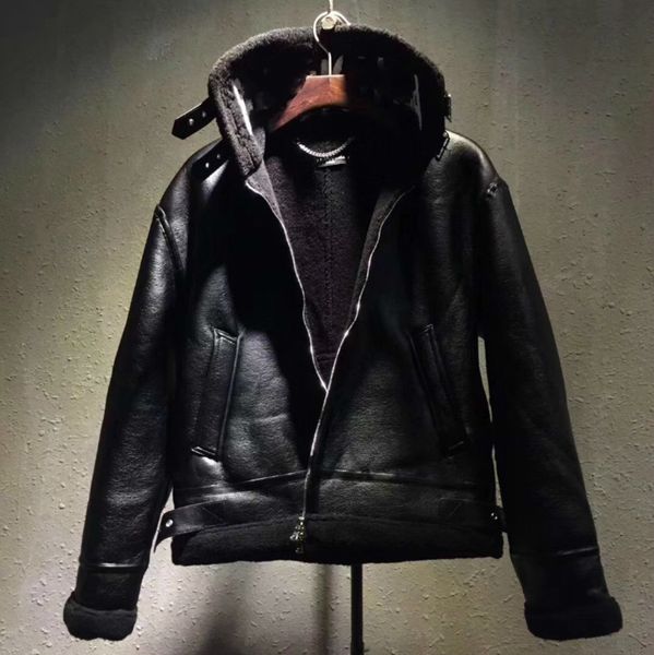 

европейский стиль пальто мужской отворотом letters логос fur zipper leather jacket black jacket высокого качества способа мужские пальто hfw, Black;brown