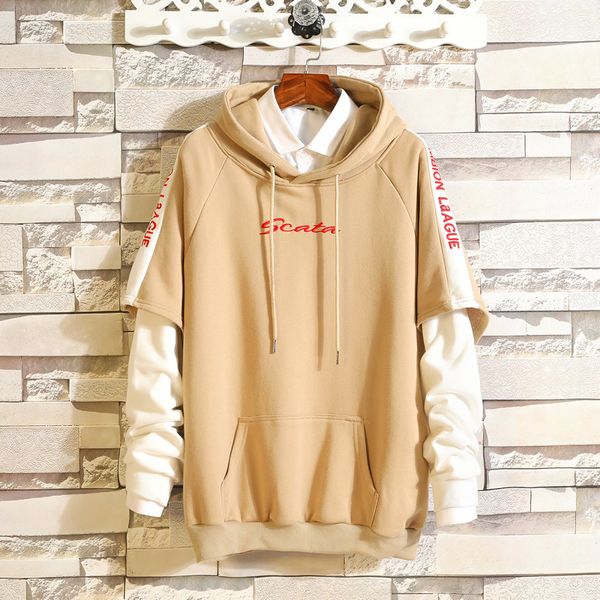 

2018 spring new trend men's fashion casual solid color hooded sweatshirts clothes tide loose plus size hoodies coat male s-5xl, Black