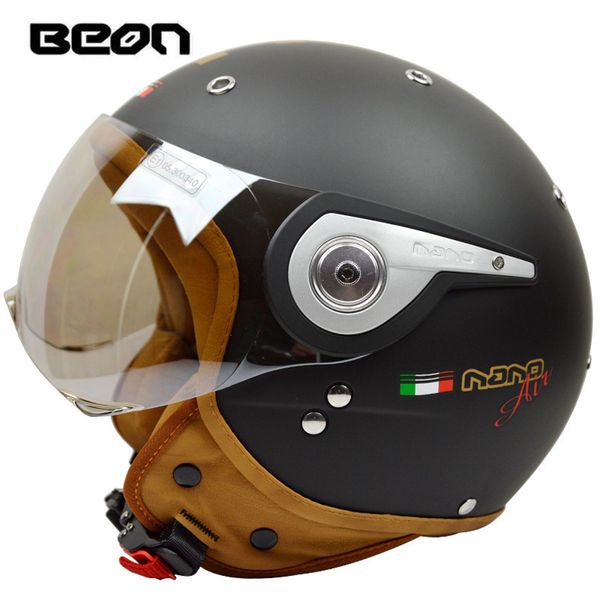 

new arrival brand beon motorcycle helmet retro scooter open face helmet vintage 3/4 casque motociclistas capacete b-110a cascos