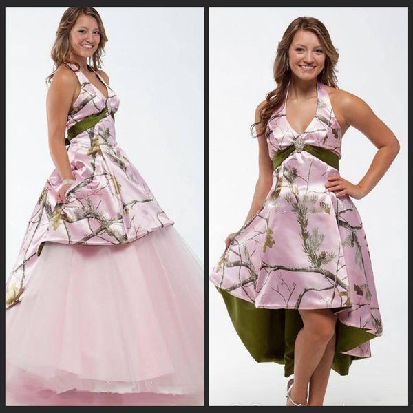 Discount Pink Camo Wedding Dresses 2018 With Detachable Skirt