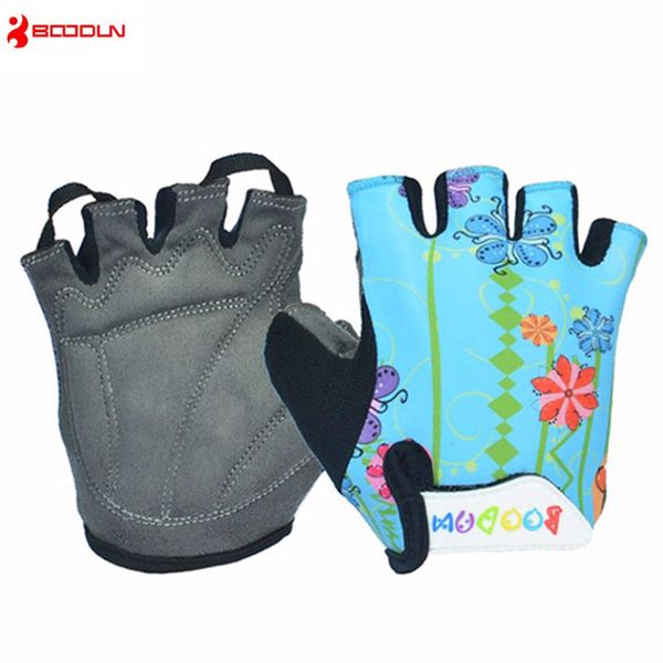 

boys girls cycling gloves half finger children summer bicycle gloves guantes ciclismo mtb mountain sports bike gloves mittens cartoon color, Black