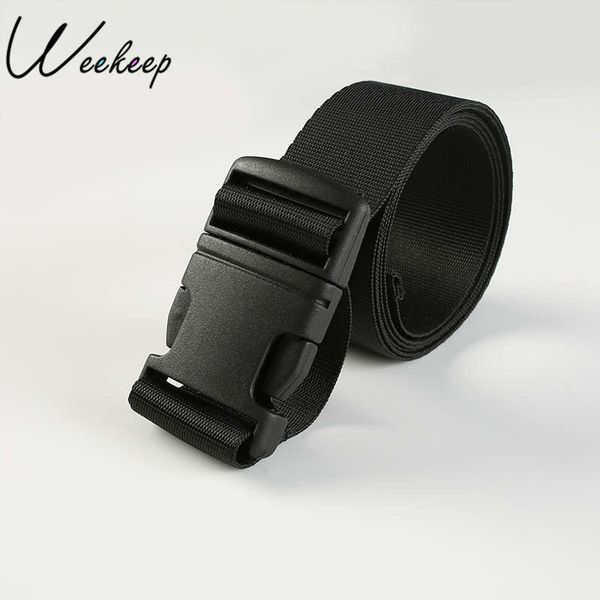 

weekeep black belt canvas for women belts cummerbunds casual 2018 waistband 125cm waist belt with plastic buckle streetwear, Black;brown