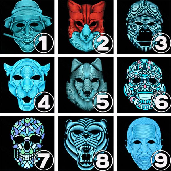 

new halloween cosplay el mask led sound control creative cold light masquerade dance rave cosplay portable mask bar supplies 50pcs t1i970