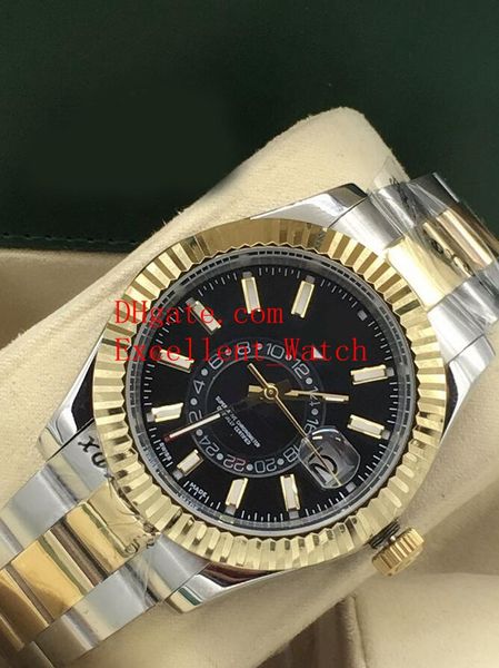 

6 style sell fashion watches 42 mm 326933 326934 326938 sky dweller asian 2813 automatic mechanical two tone gold men's wristwatches, Slivery;brown