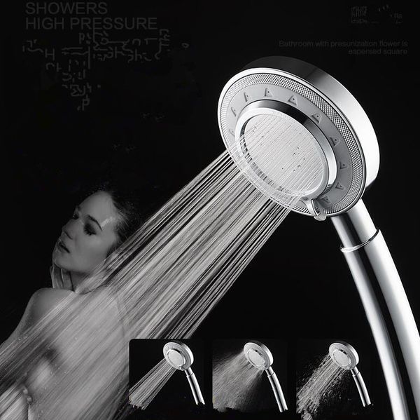 

3 modes silver bathroom handheld rainfall shower head durable water saving single head bath showerhead