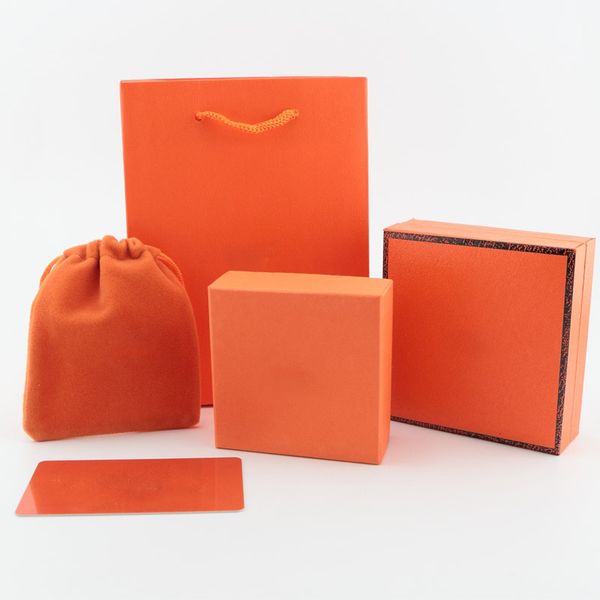 

Luxury Jewelry Packaging Box set Paper bags Bracelets Necklace Box Cards Flannelette bags Original orange Gift Jewelry boxes