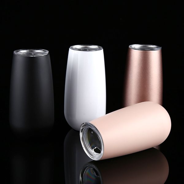 

6oz stainless steel wine cup wine tumblers double wall vacuum insulated cups with lids red wine glasses