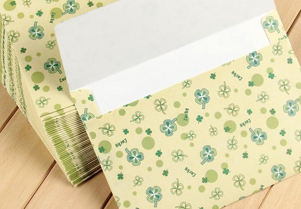 

5pcs gift present envelope of four-leaved lucky clover design