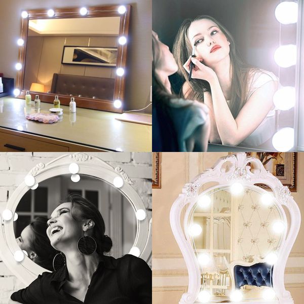

makeup mirror vanity mirror led light bulbs lamp kit for dressing table room salon 5 levels brightness adjustable usb charging