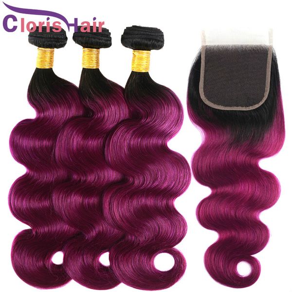 Hot Sale 1b Purple Body Wave Ombre Bundles Raw Virgin Indian Human