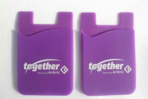 

loq moq 300 pieces oem logo universal silicone smart phone card holder phone wallet case credit id card holder pocket with opp bag
