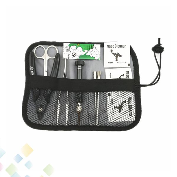 

Vapeplus Tool Kit Tools Carry Roll Bag with Tweezer Pliers Coil Brusher Flush Cutters for DIY Atomizer RDA RTA RBA DHL Free