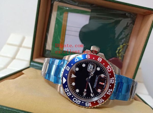 

горячие продать модные часы 40 мм gmt 116719 116719-blro pepsi из нержавеющей стали керамический безель черный циферблат азия 2813 автоматич, Slivery;brown