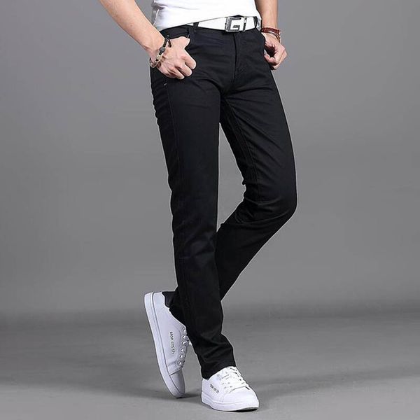 

ark autumn brand new men plus fashion pants slim man winter casual royal solid business coon straight trousers 2021 size mkppe, Black