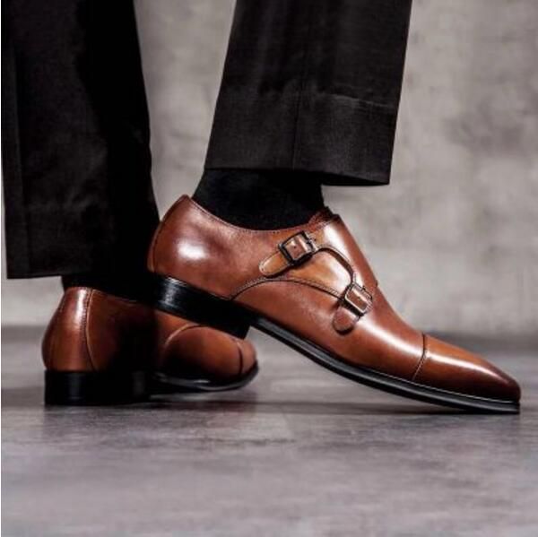 

men genuine leather monk oxfords shoes 2018 black brown wedding dress shoes smoking sneakers handmade formal