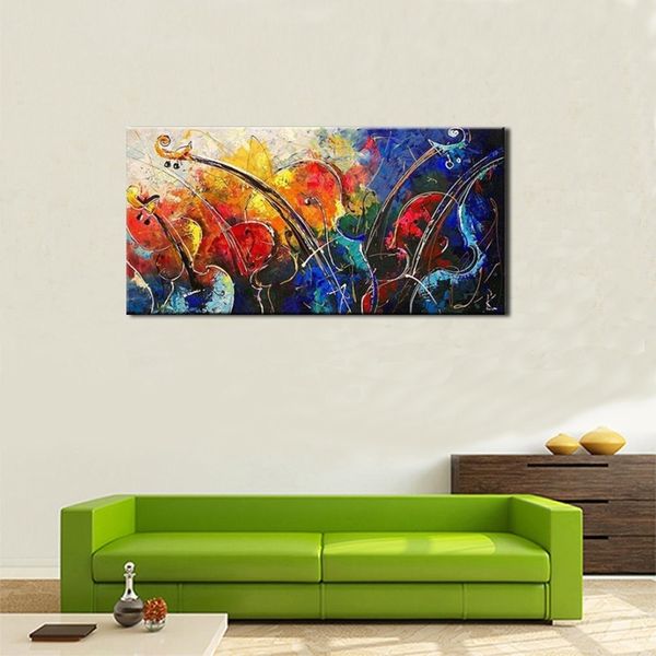 

высокое качество ручная роспись музыка картина современная абстрактная живопись маслом на холсте стены искусства для домашнего декора без ра
