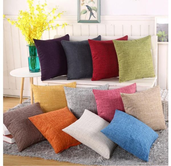 45 45cm Solid Linen Pillowcase Pillow Suit Simple Plain Decorative