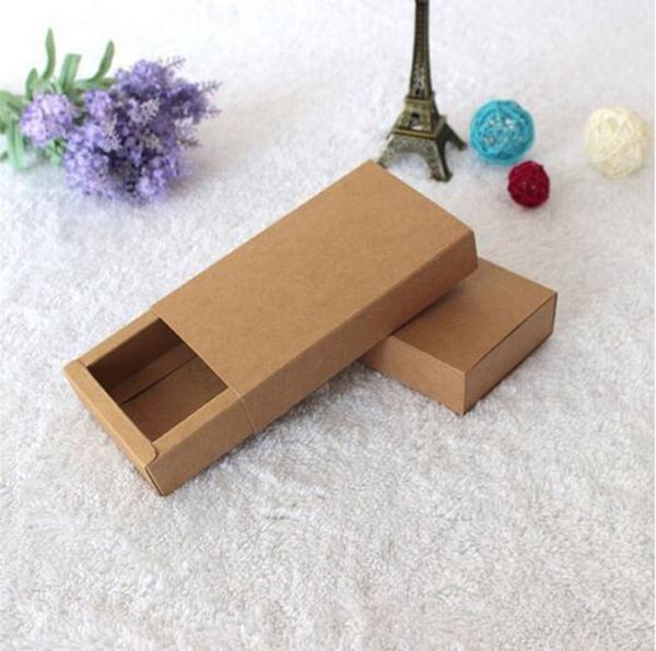 14 * 7 * 3 cm Kraft Paper Drawer Box Tie Packaging Box Jewel Bow Gift Box 100pcs \ lotto Spedizione gratuita DHL