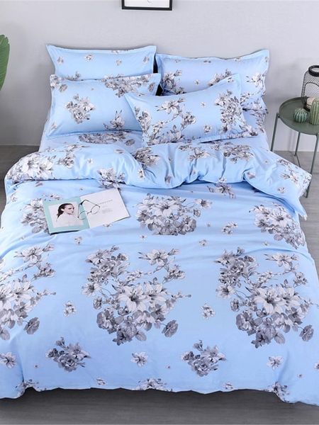 

3/4pcs home bed linens set pastoral style floral comfy supple bedding set