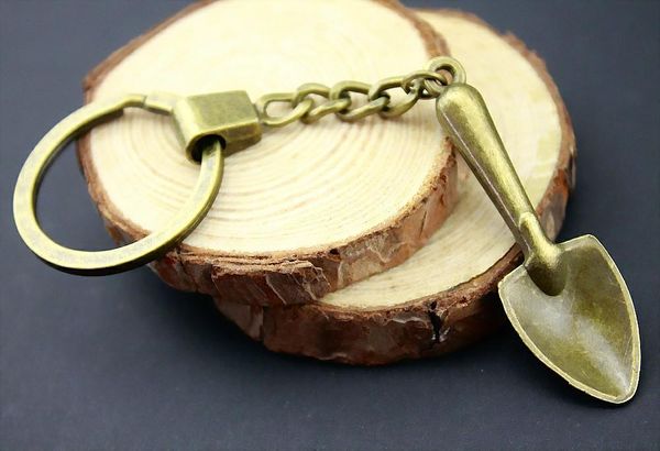 

6 pieces key chain women key rings couple keychain for keys shovel 51mm, Slivery;golden