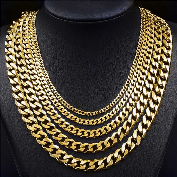 

3.5/5/7/9/11mm wide mens women chain necklace curb cuban link gold stainless steel necklace jewelry customize length, Silver