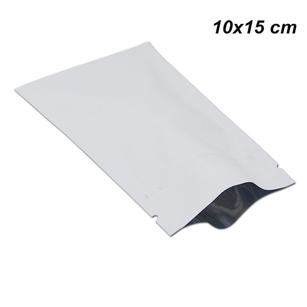 Kapatma Kuru Gıda Bag çentik Çanta Tear Packaging 100 ADET 10x15 cm Mat Beyaz Açılıp kapanabilir Şeker Çerezler Çikolata Kılıfı Mylar Folyo Fermuar Gıda