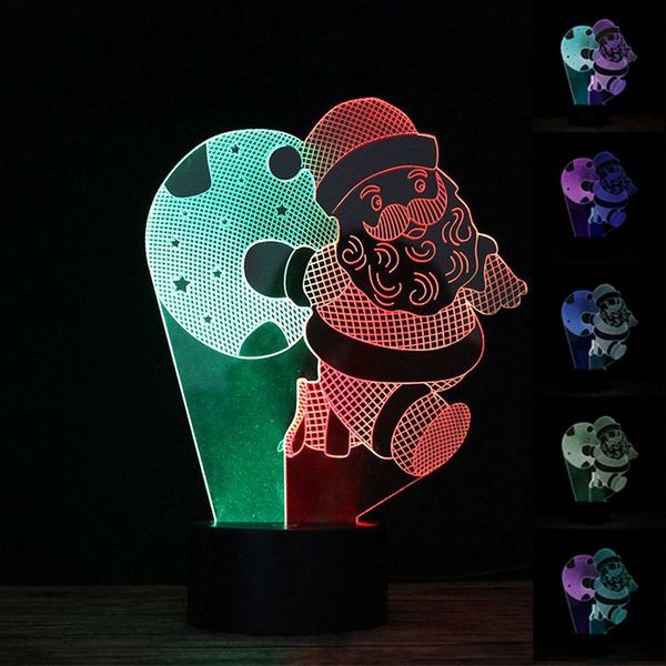 Santa Klaus Tischlampe 3D LED Lampe Bootsformen mais amável Schlafzimmer Nacht Licht # R42