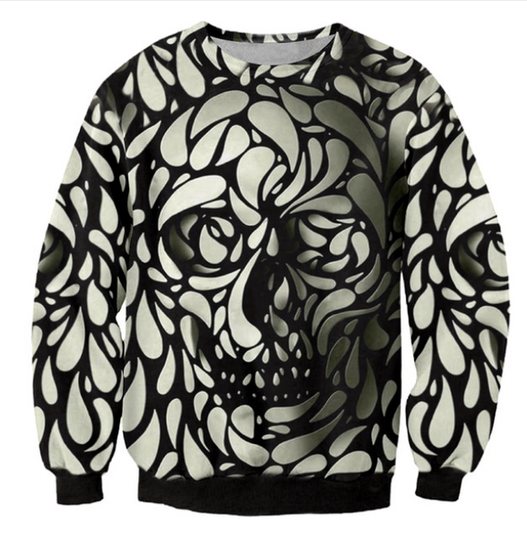 

cool sweats men 3d print hide the skull sweatshirt hoodies male long sleeve o neck casual pullovers hip hop streetwears lms0051, Black