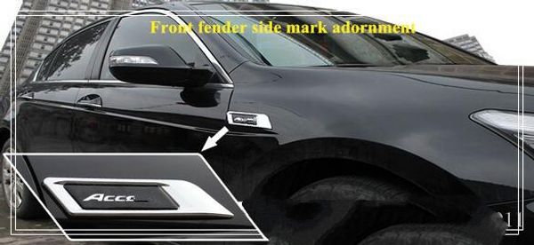 

abs chrome 2pcs car body side mark front fender side mark adornment with logo for honda accord 2008-2013