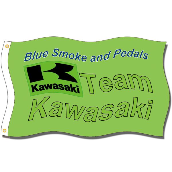 

good flag]kawasaki team flags 3x5ft 150x90cm 100% polyester,canvas head with metal grommet,used indoors or outdoors