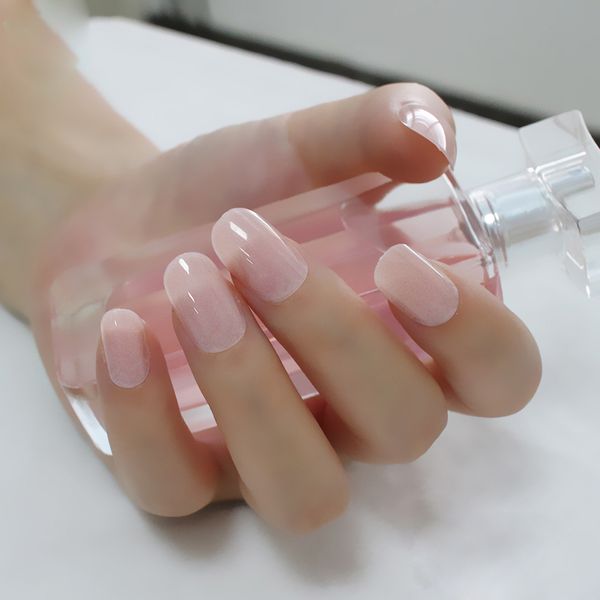 

24pcs latest fashion candy oval decorative fake nails long round section pink complexion lp42, Red;gold